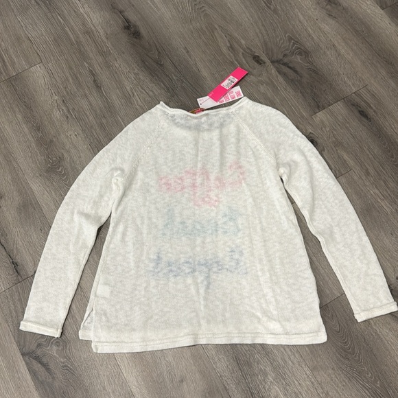 Lilly Pulitzer Women’s White Long Sleeve Sweater Coffee Beach Repeat Small - Picture 3 of 13